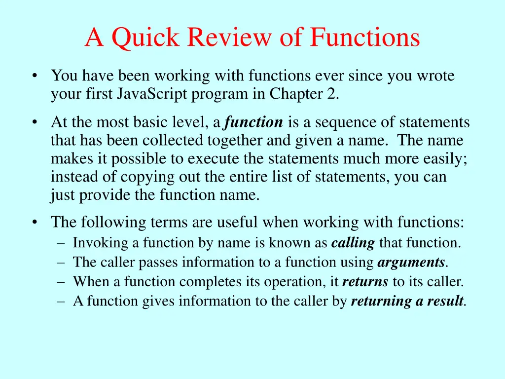 a quick review of functions