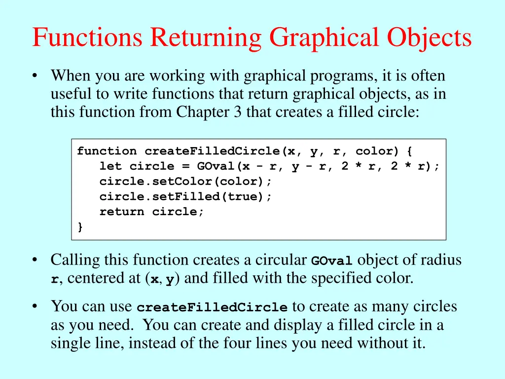 functions returning graphical objects