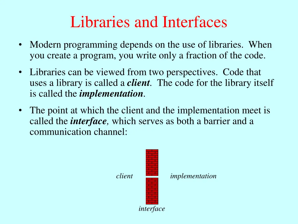 libraries and interfaces