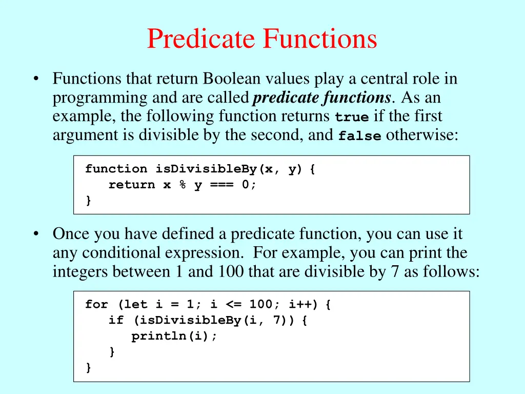predicate functions