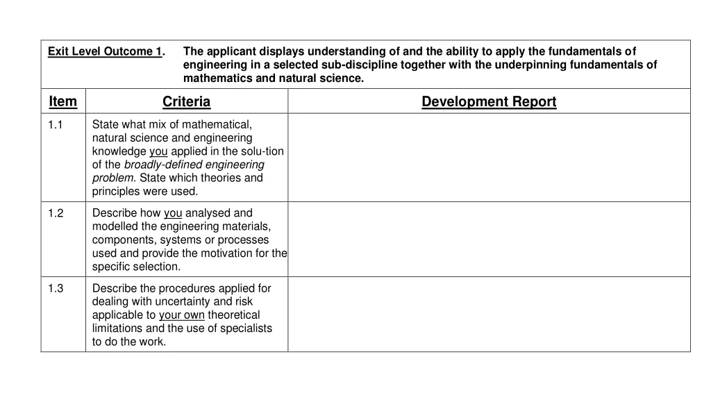exit level outcome 1