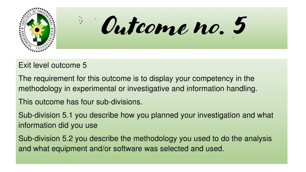 outcome no 5