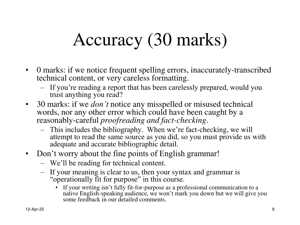 accuracy 30 marks