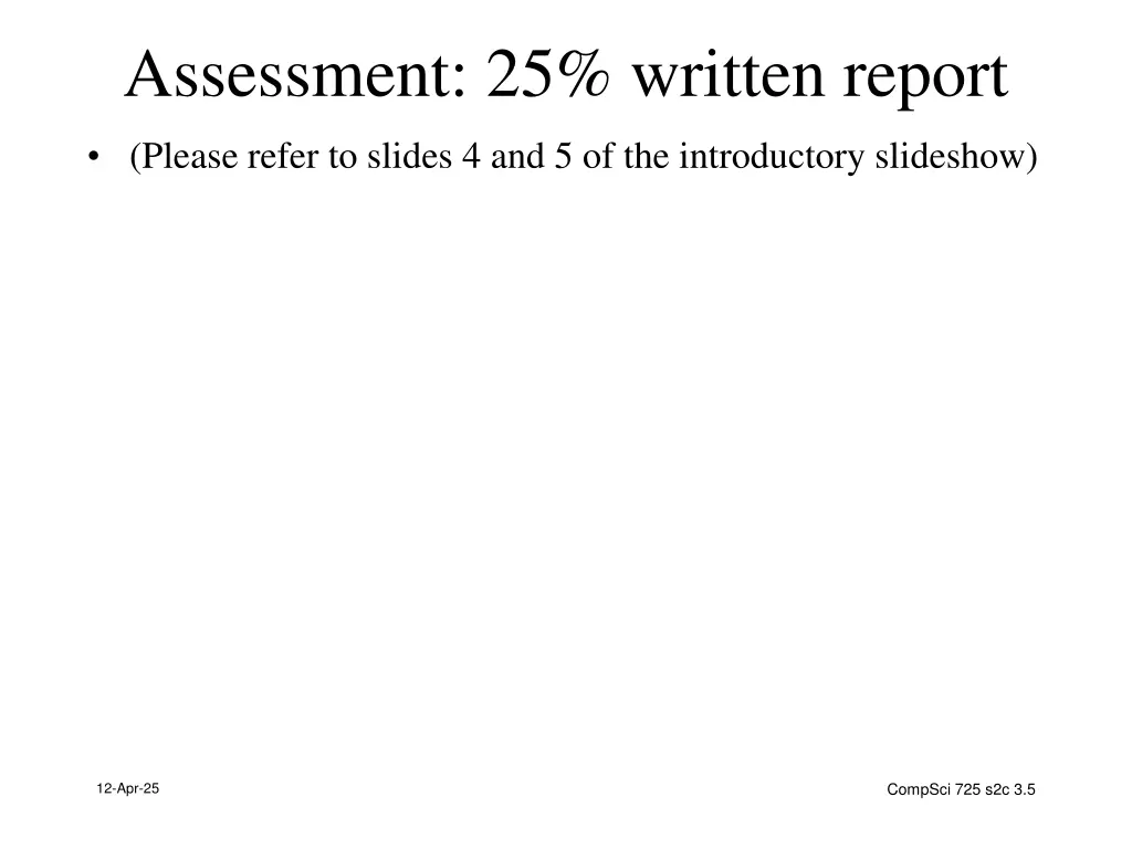 assessment 25 written report