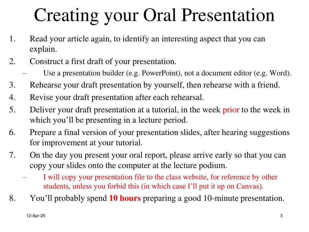 creating your oral presentation