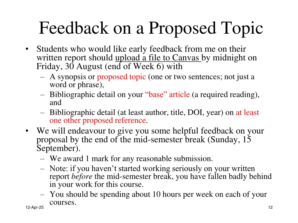 feedback on a proposed topic