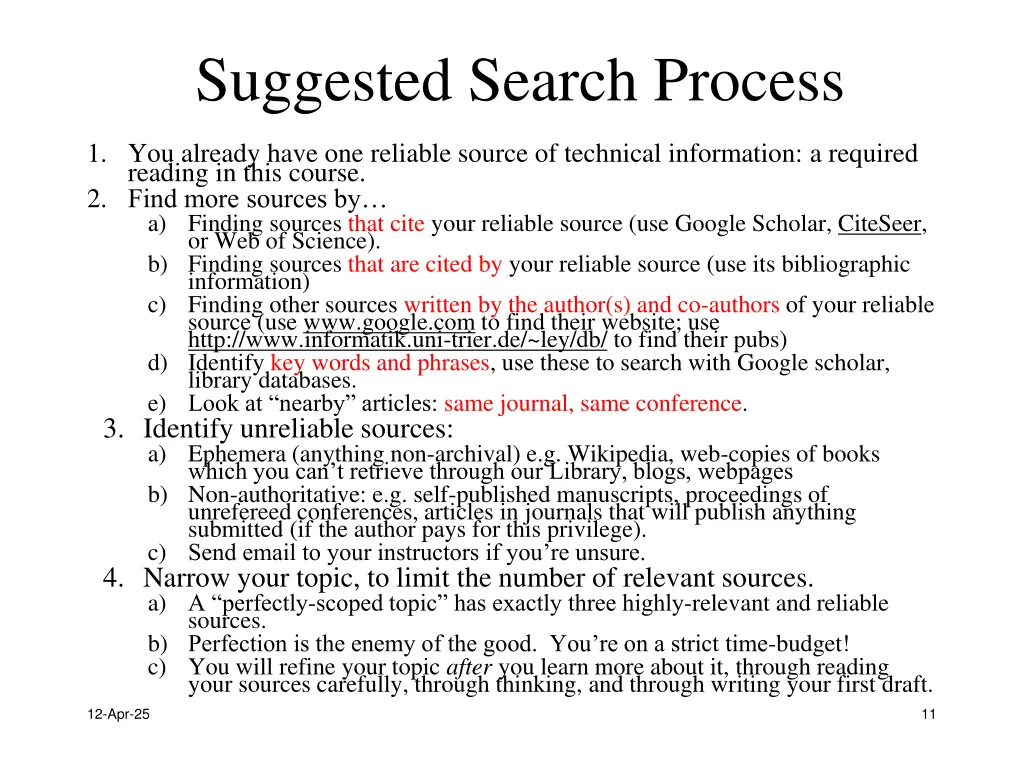 suggested search process