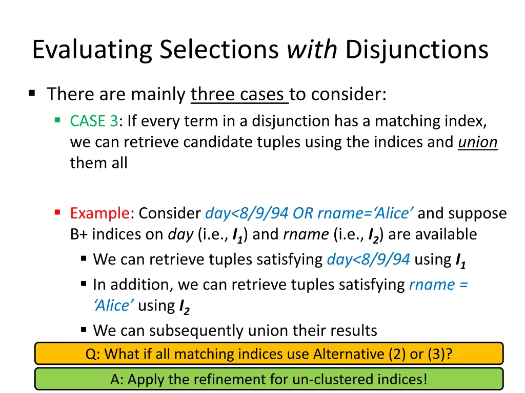 evaluating selections with disjunctions 2
