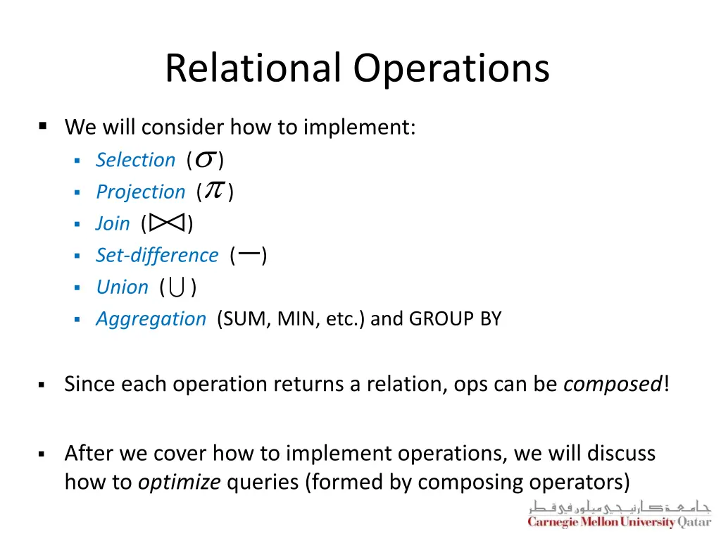 relational operations