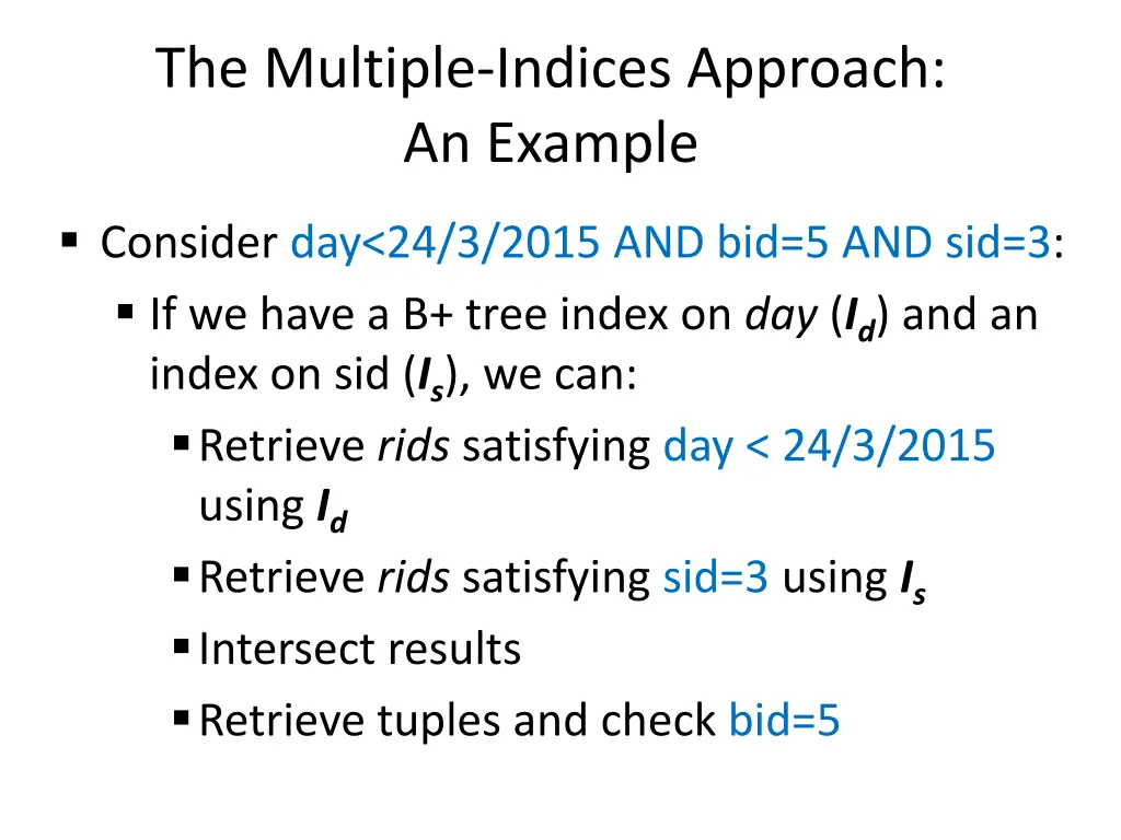 the multiple indices approach an example