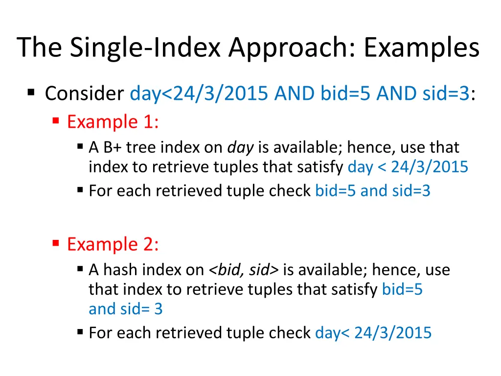 the single index approach examples