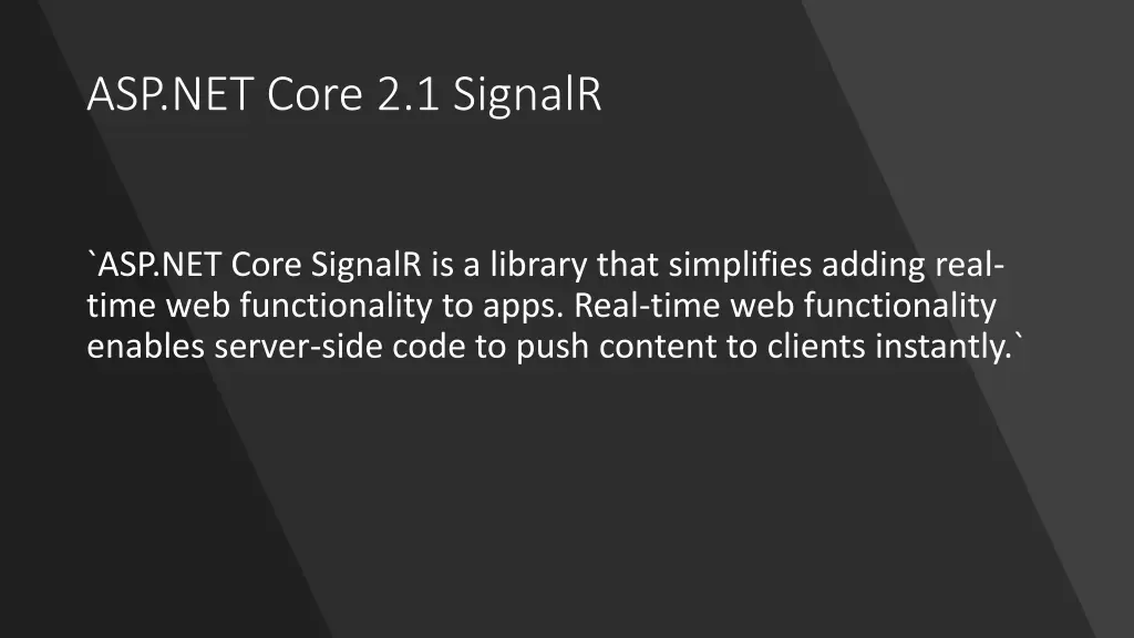 asp net core 2 1 signalr