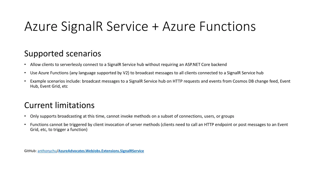 azure signalr service azure functions