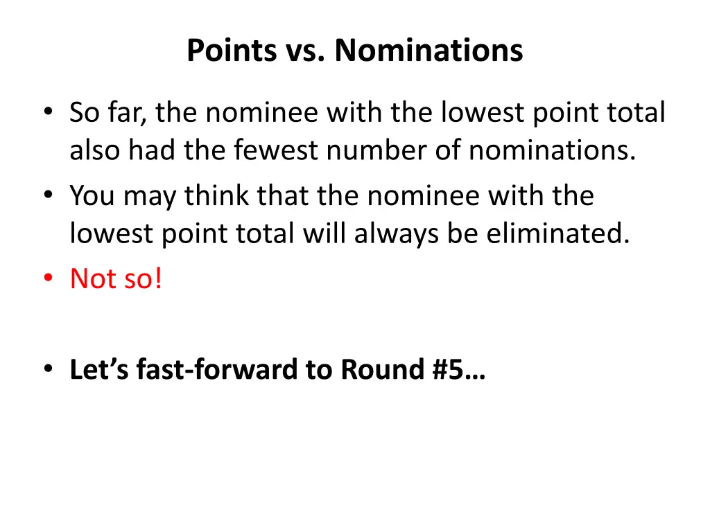 points vs nominations