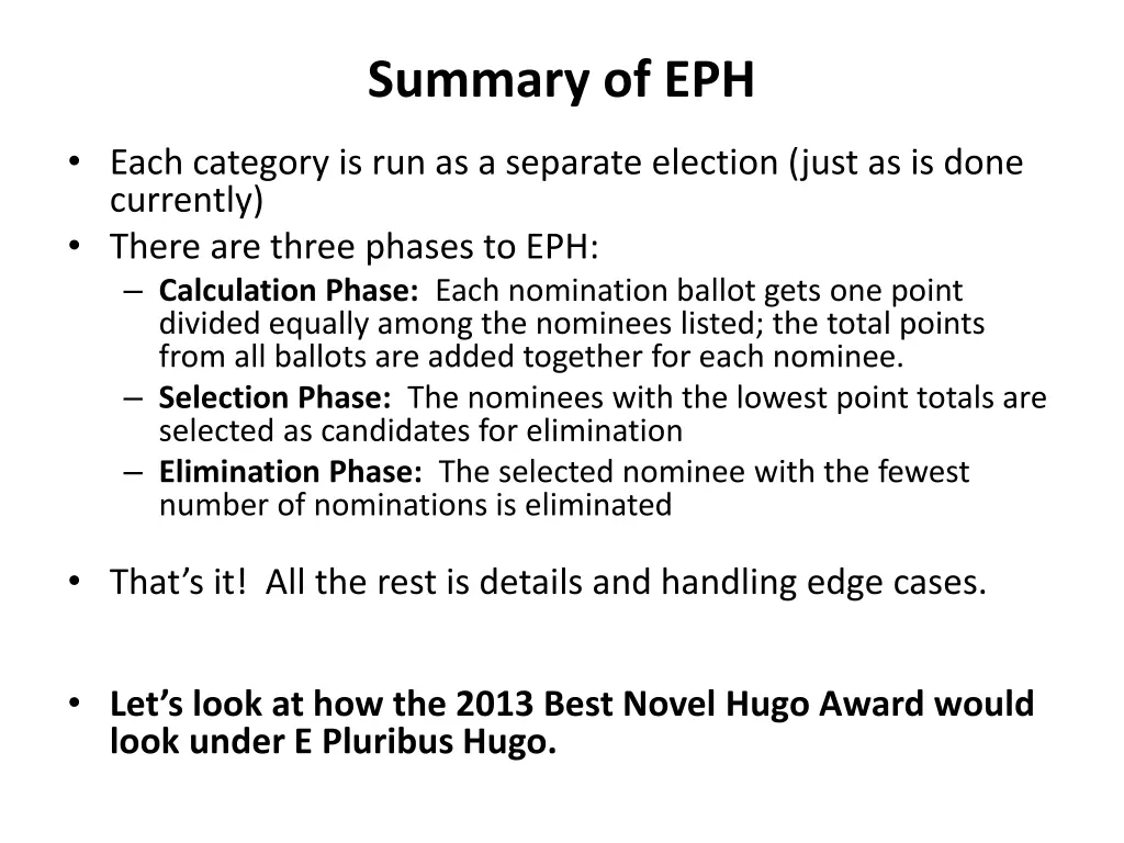summary of eph