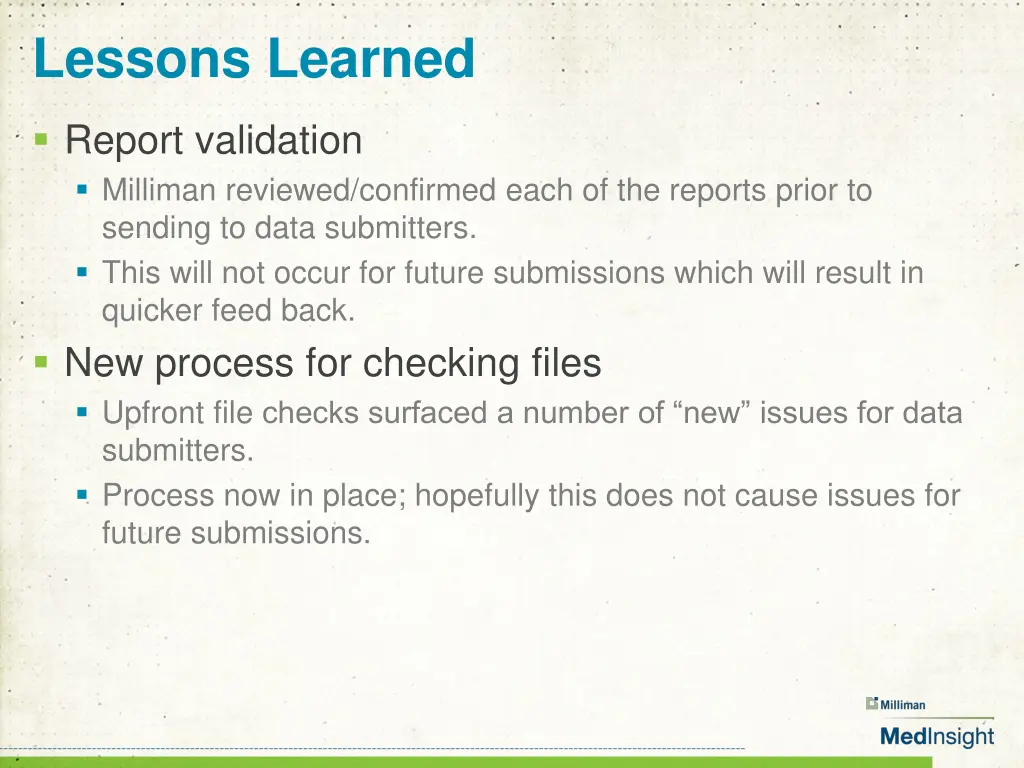 lessons learned