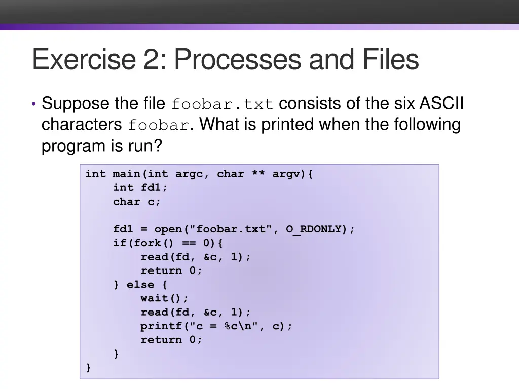 exercise 2 processes and files