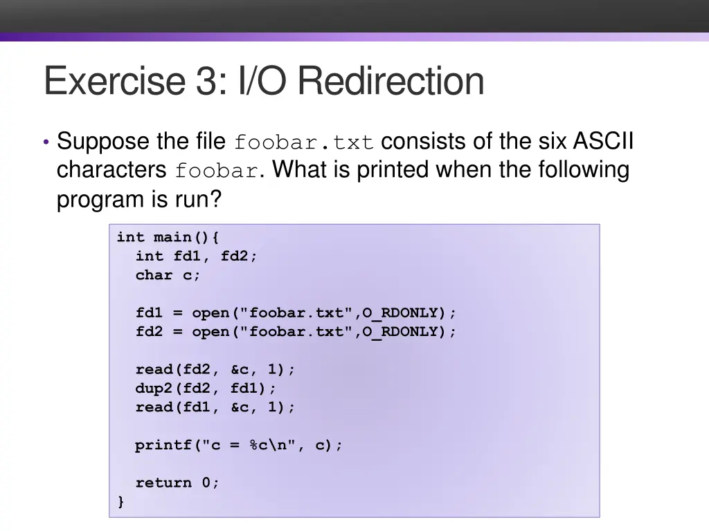 exercise 3 i o redirection