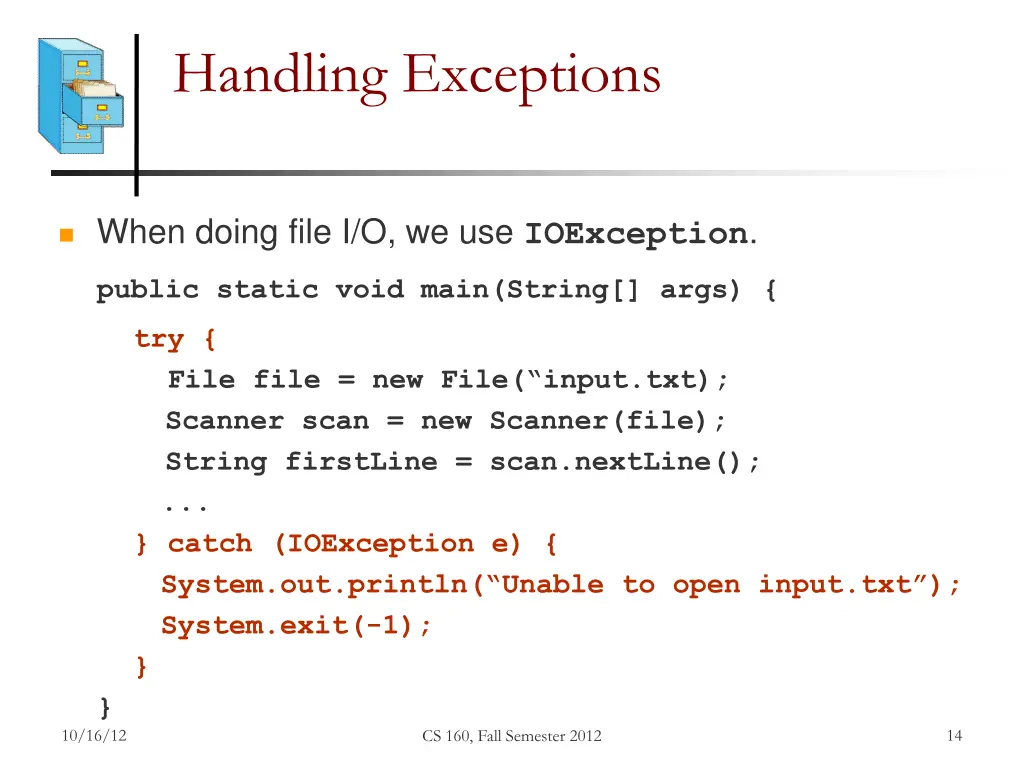 handling exceptions