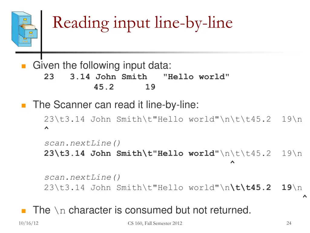 reading input line by line