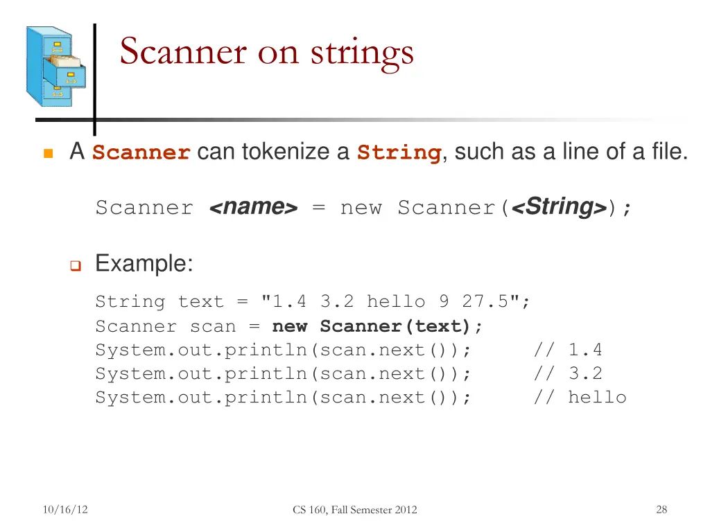 scanner on strings