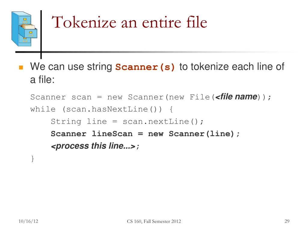 tokenize an entire file