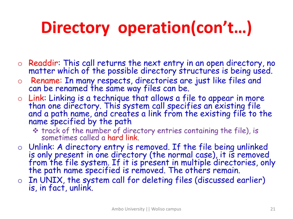 directory operation con t