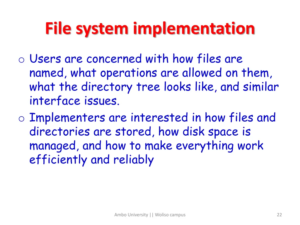 file system implementation