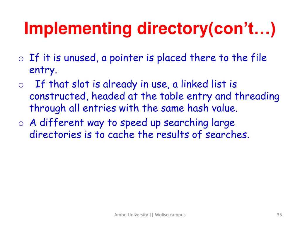 implementing directory con t 1