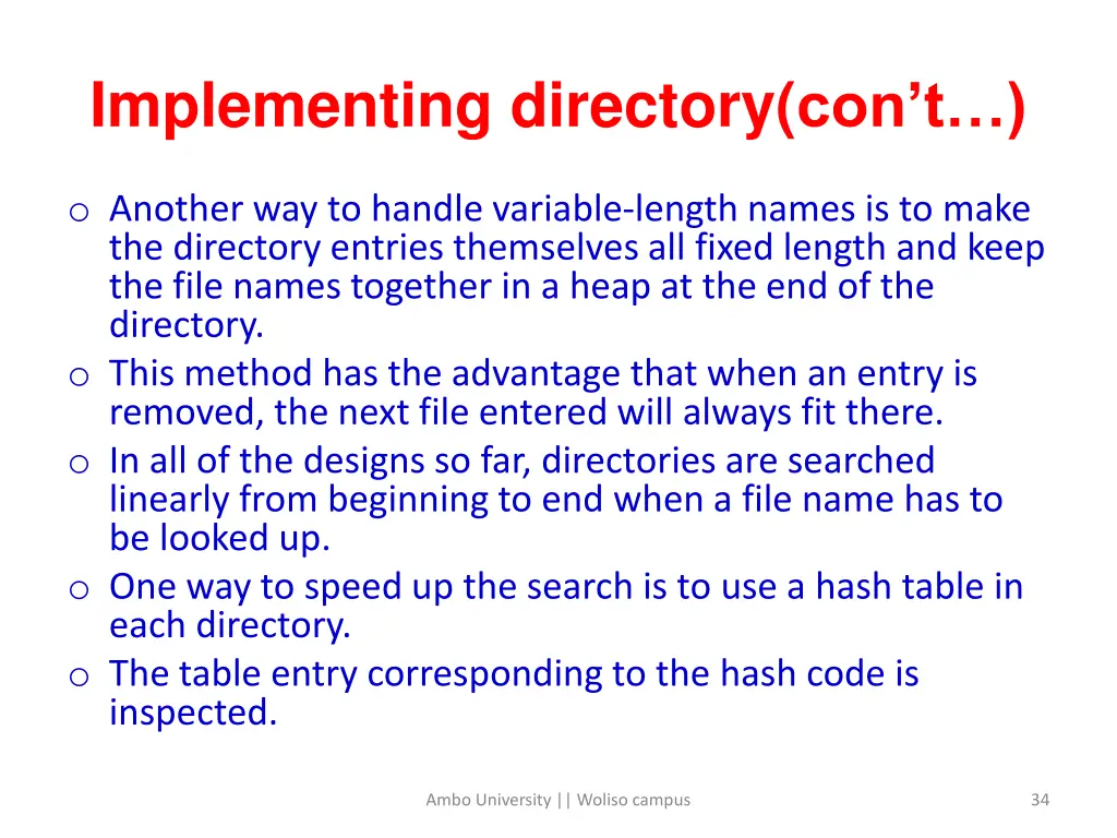 implementing directory con t