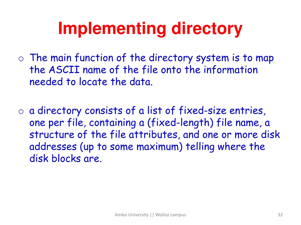 implementing directory