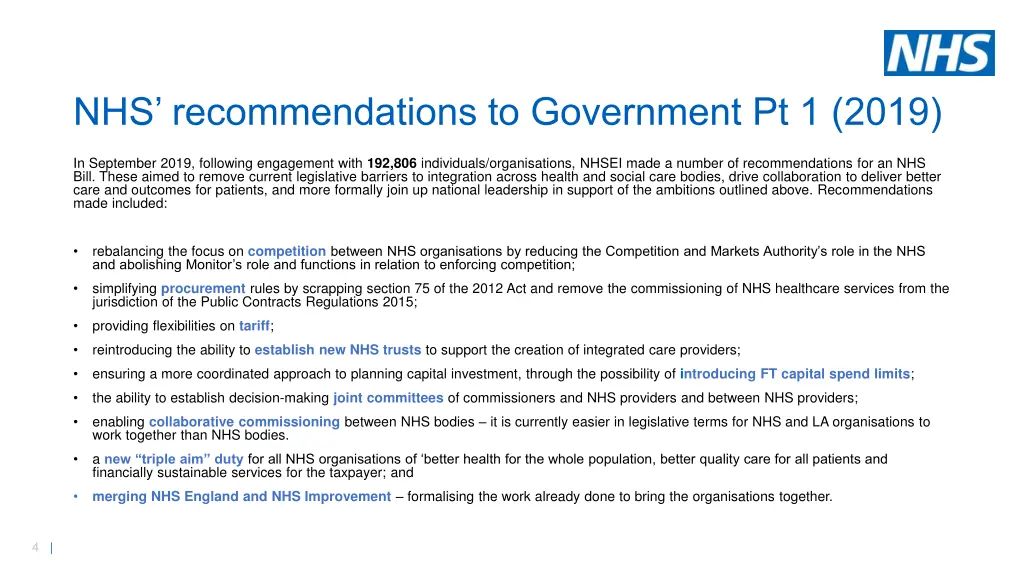 nhs recommendations to government pt 1 2019