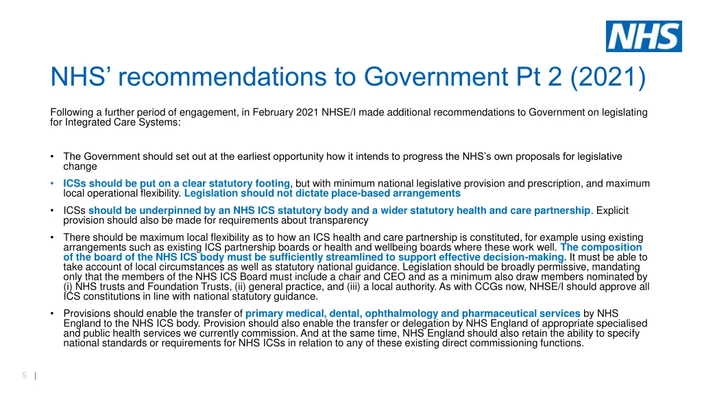 nhs recommendations to government pt 2 2021