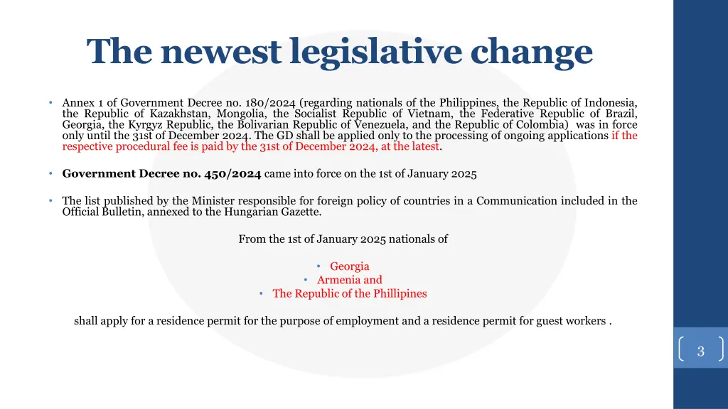 the newest legislative change