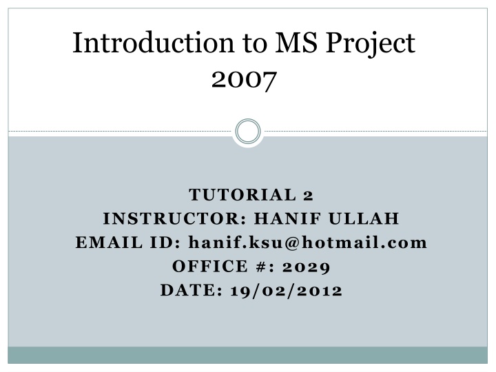 introduction to ms project 2007