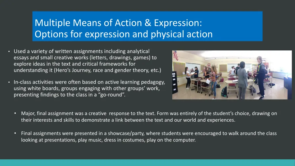 multiple means of action expression options