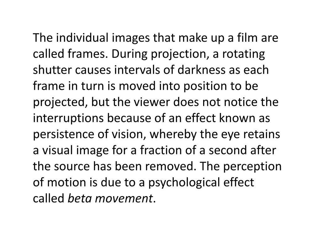 the individual images that make up a film