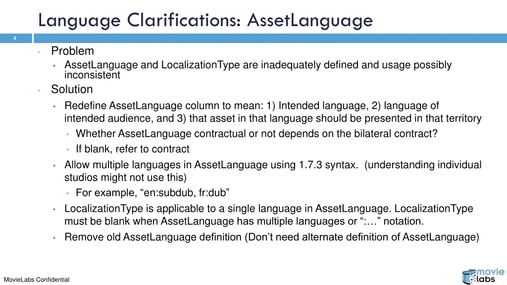 language clarifications assetlanguage