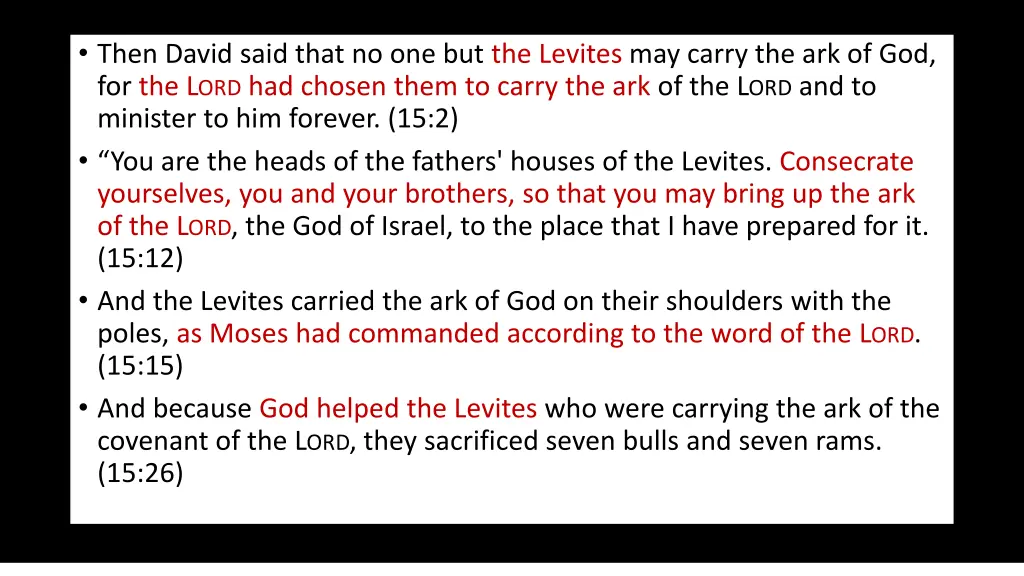 then david said that no one but the levites