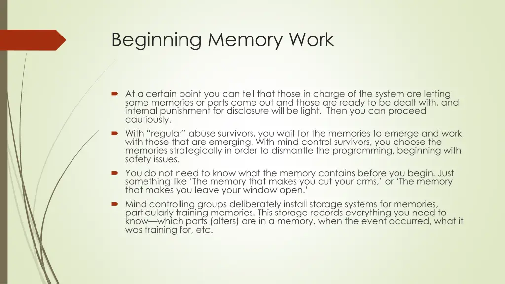 beginning memory work