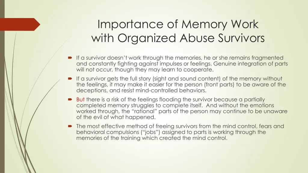 importance of memory work with organized abuse