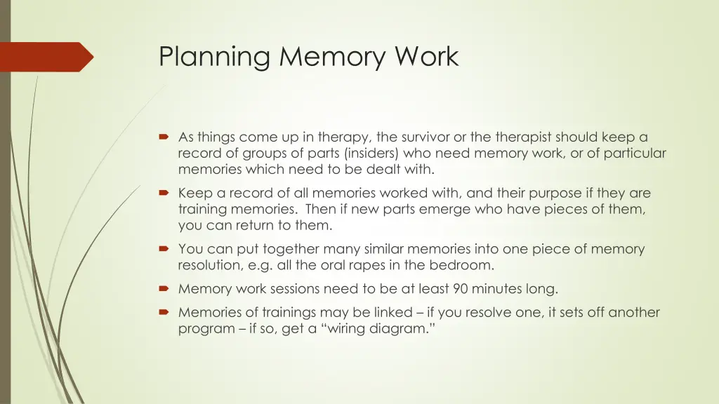 planning memory work