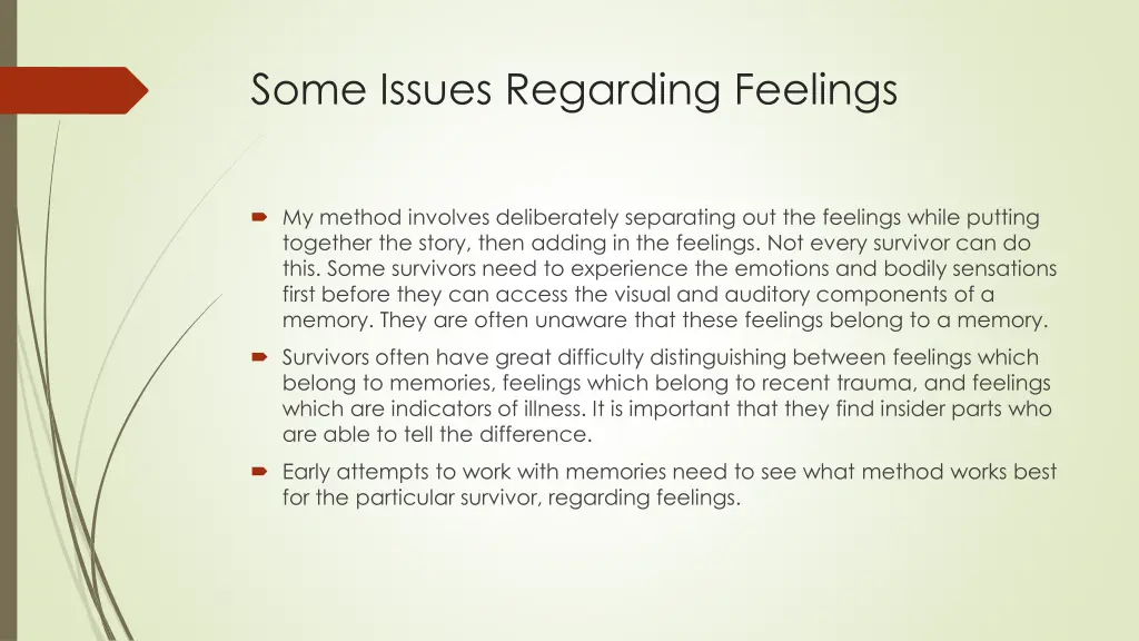 some issues regarding feelings