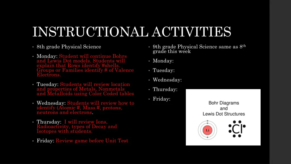 instructional activities