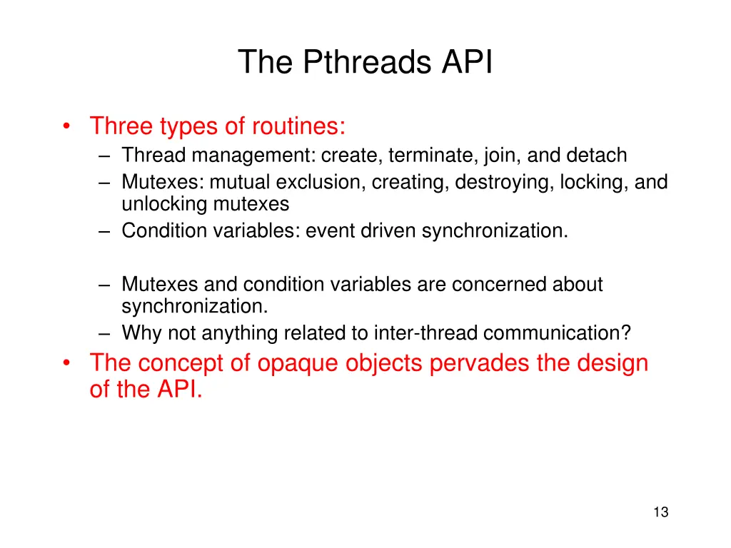 the pthreads api