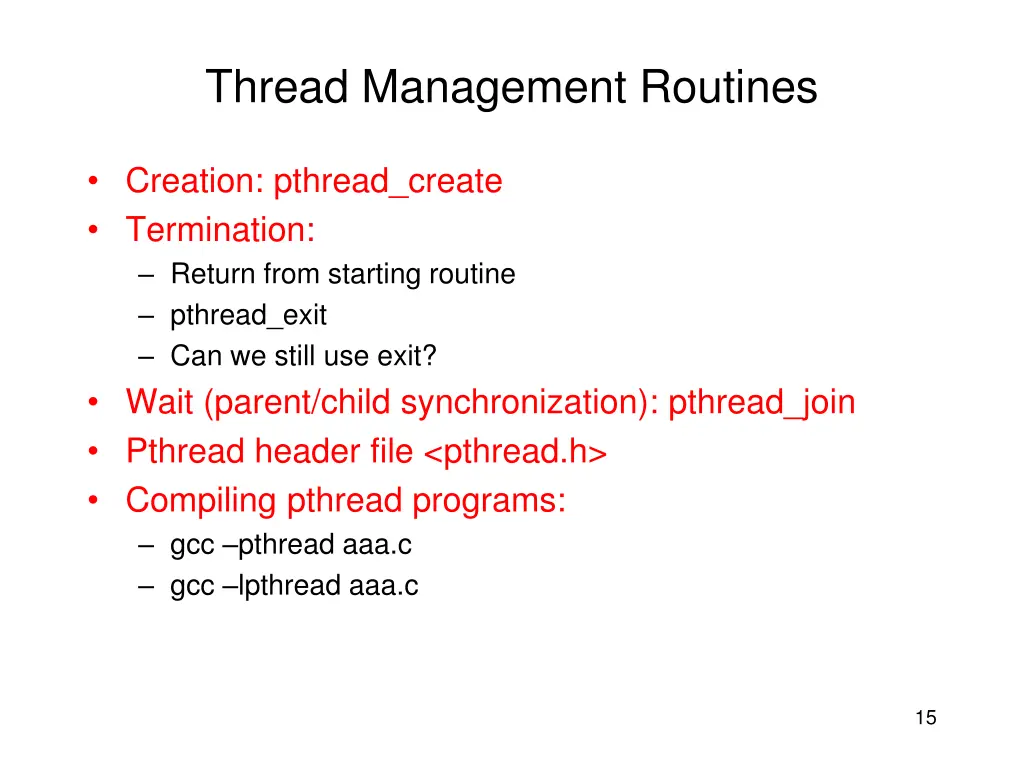 thread management routines