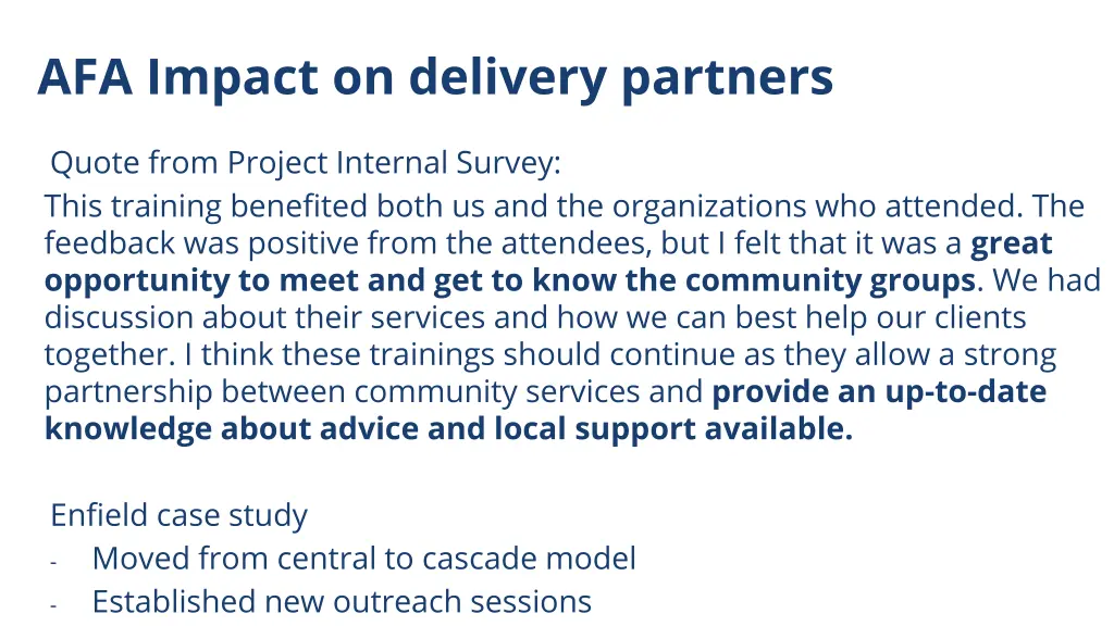 afa impact on delivery partners