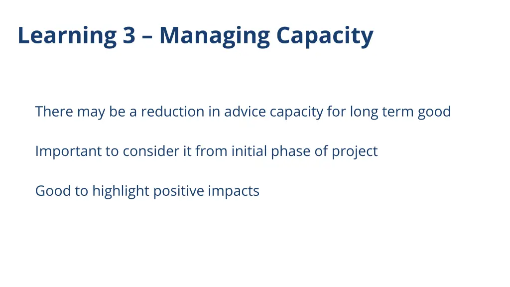 learning 3 managing capacity