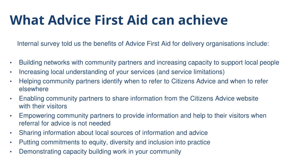 what advice first aid can achieve