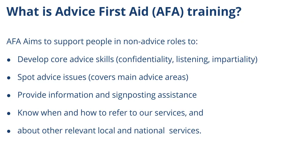 what is advice first aid afa training
